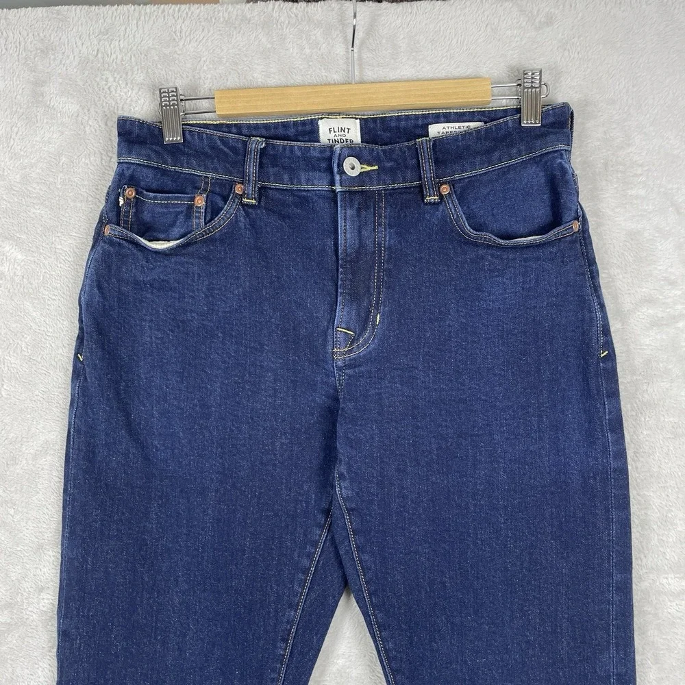 Flint and Tinder Athletic Tapered Fit Selvedge Denim Jeans Mens 30x32 Stretch